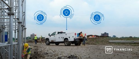 commercial trucks at a construction site